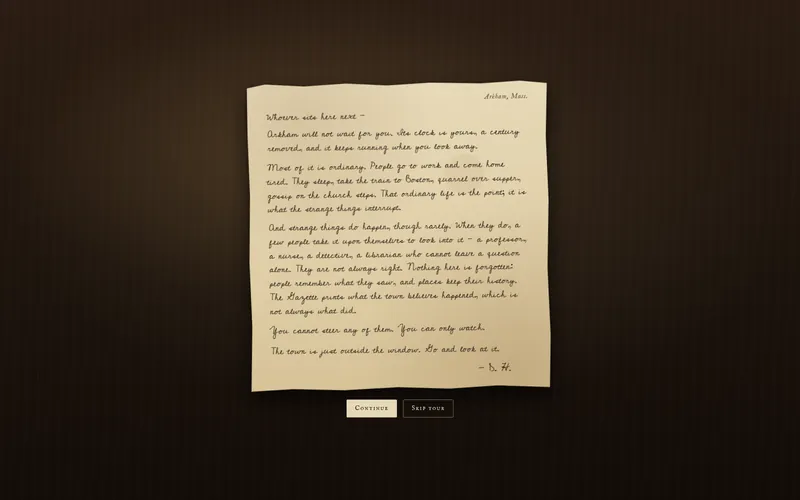 The welcome letter a first-time visitor reads before the town opens